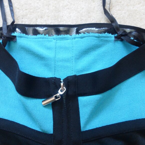 BEBE bright blue and black bandage peplum tube top - Picture 5 of 5